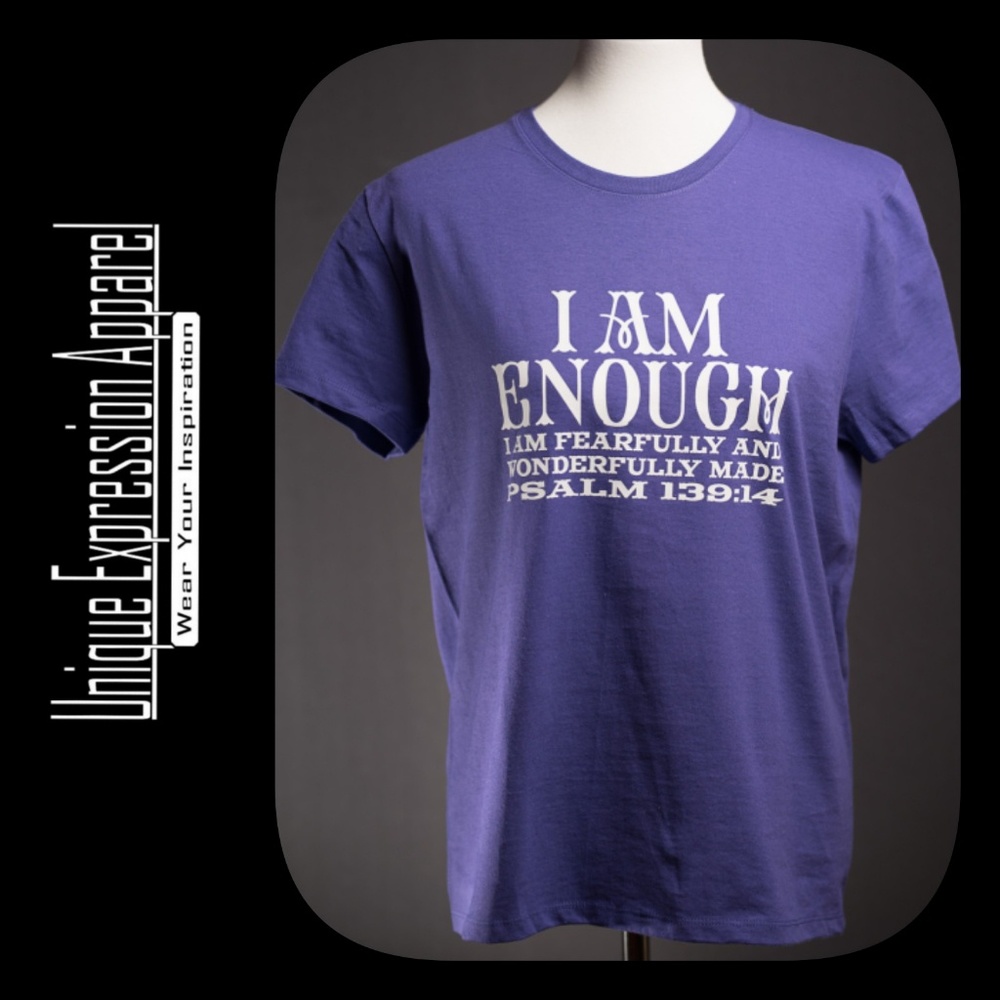 "I Am Enough" casual purple graphic tee